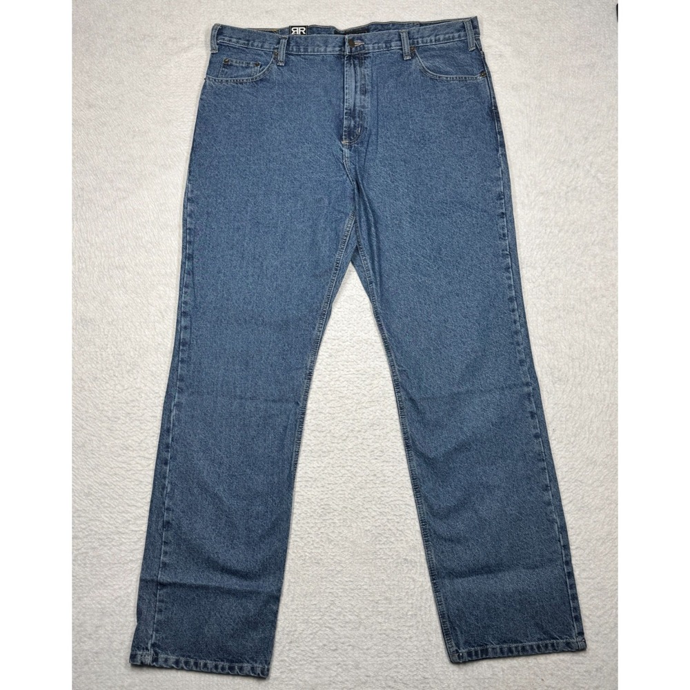 NWT Real Ranch Jeans Regular Fit Straight Blue Denim Casual Workwear Men's 42x36